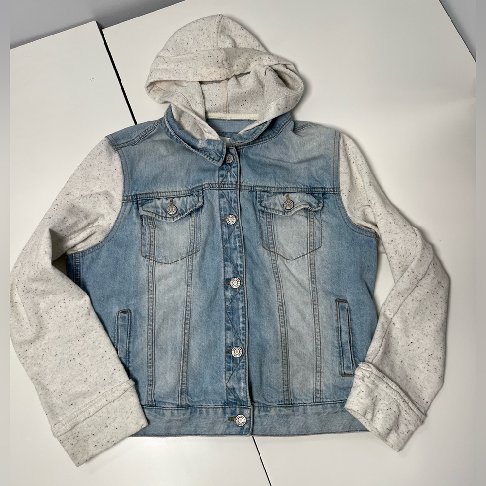 Mudd Denim Button Hooded Jacket Large - image 2